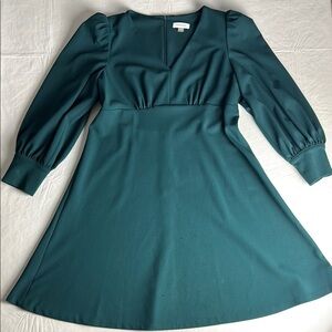 Calvin Klein Women's Forest Green V Neck Long Sleeve Dress Size 14
